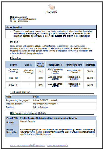 Sample resume of an information technology